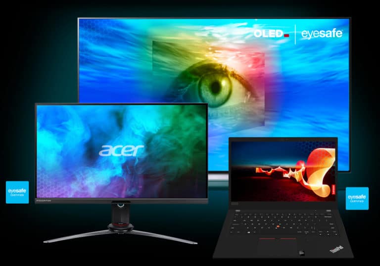 Eyesafe Certified low blue light Monitors, Laptops, OLED TV