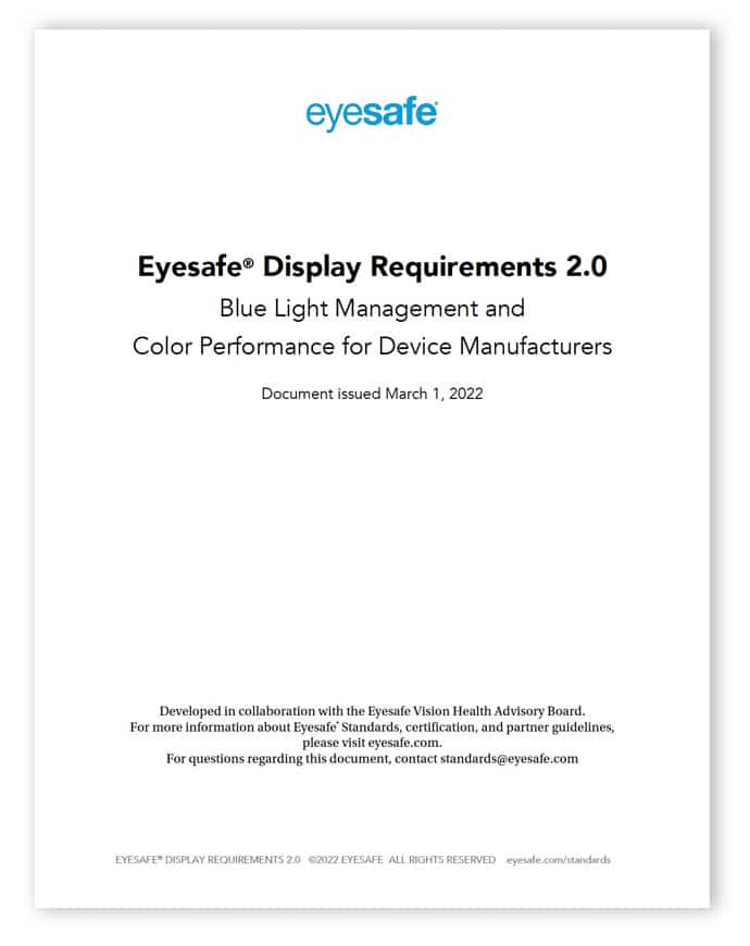 Eyesafe Display Requirements 2.0