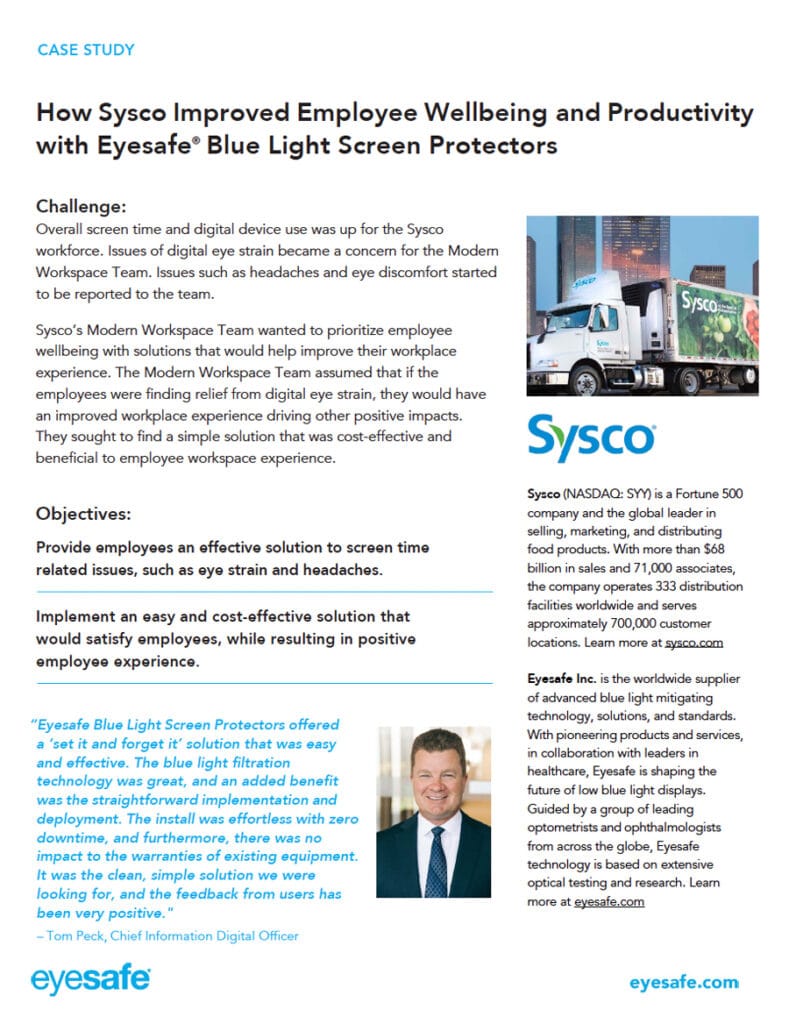 Sysco Improved Employee Wellness with Eyesafe