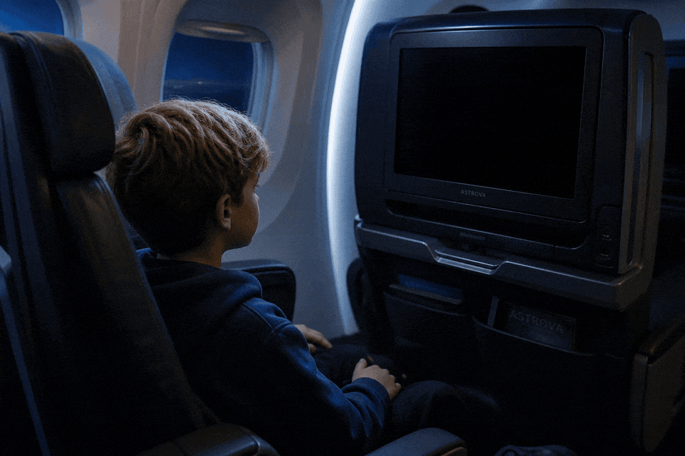 Astrova IFE powers on — Eyesafe on the glass.