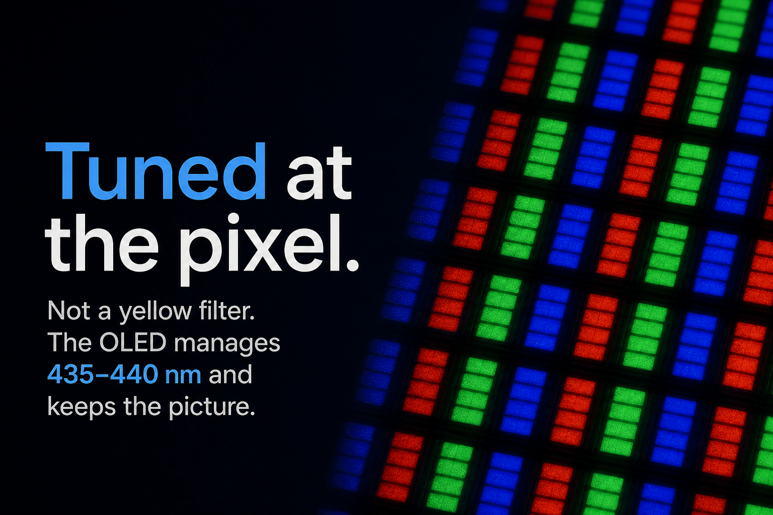 Tuned at the pixel. Not a yellow filter.