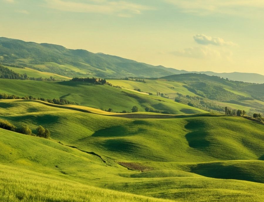 The same landscape with a strong amber cast